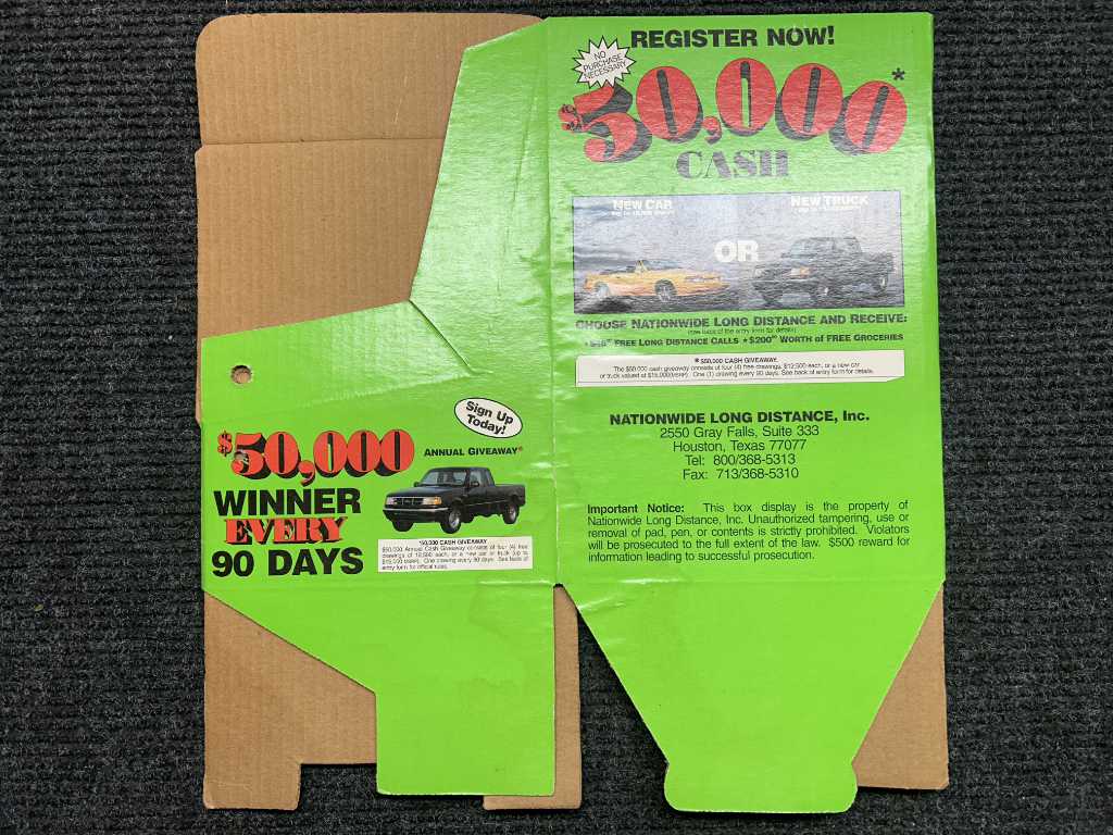 Giveaway entry box (unfolded) with 1993 Feature Mustang photo - Image 2