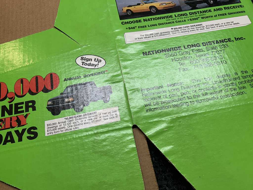 Giveaway entry box (unfolded) with 1993 Feature Mustang photo - Image 4
