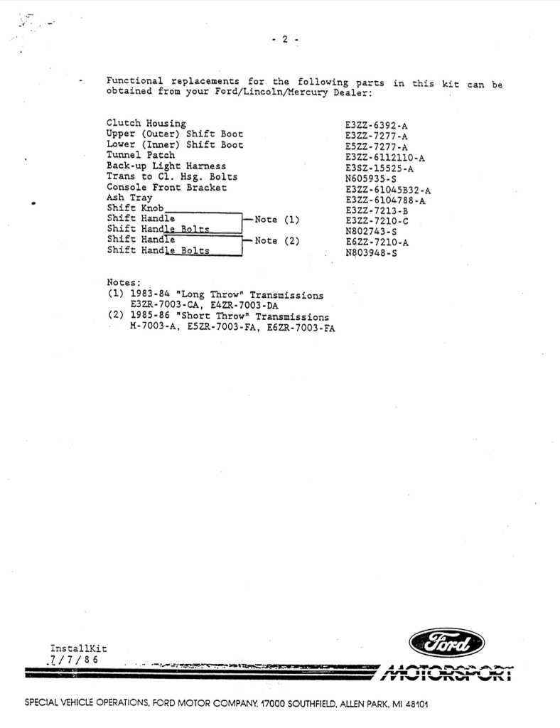 Ford Motorsport T-5 V8 Transmission Installation Kit (M-7100-C) - Image 14